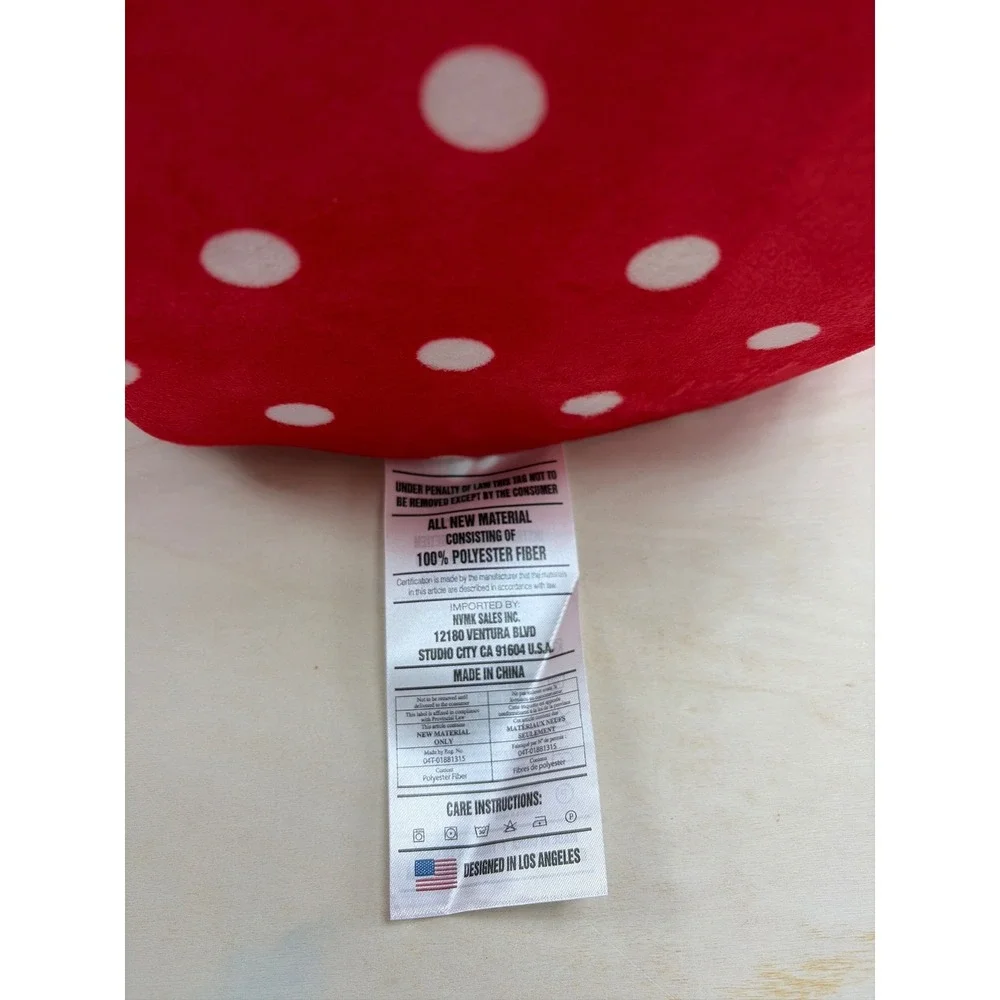 Nandog Pet Gear Strawberry Dog Cat Bed House Red Polka Dot Plush Cave 16in